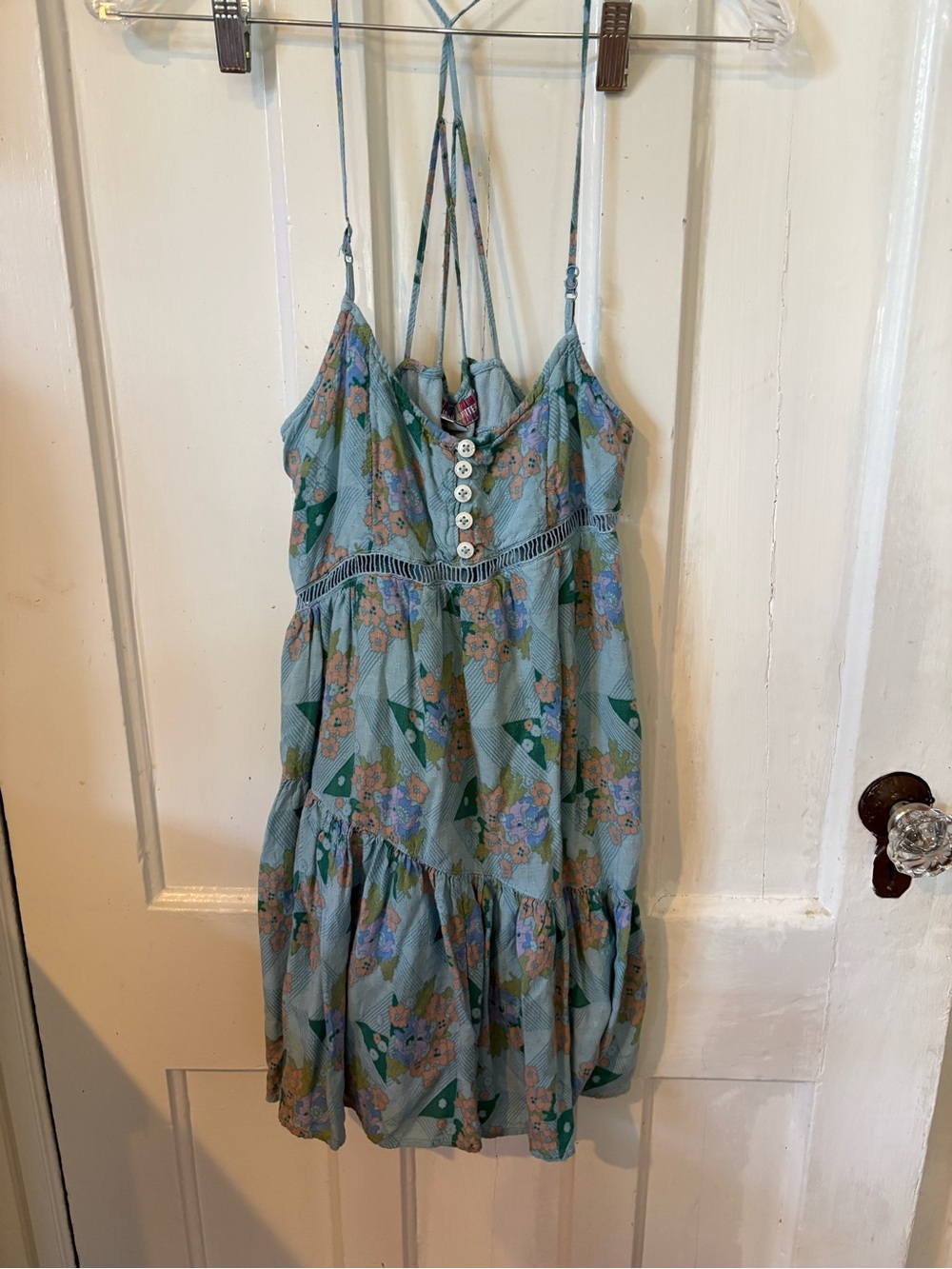 Urban Outfitters Light Blue Floral Tiered Sundress